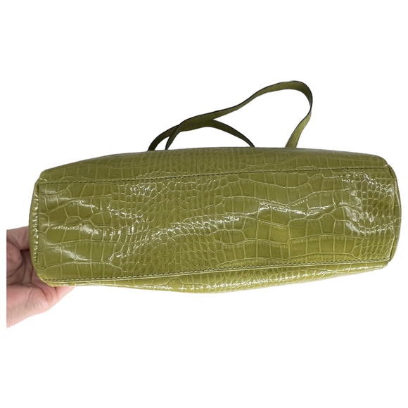 LIZ CLAIBORNE LIME GREEN FAUX ALLIGATOR HANDBAG SHOULDER BAG - Picture 9 of 15